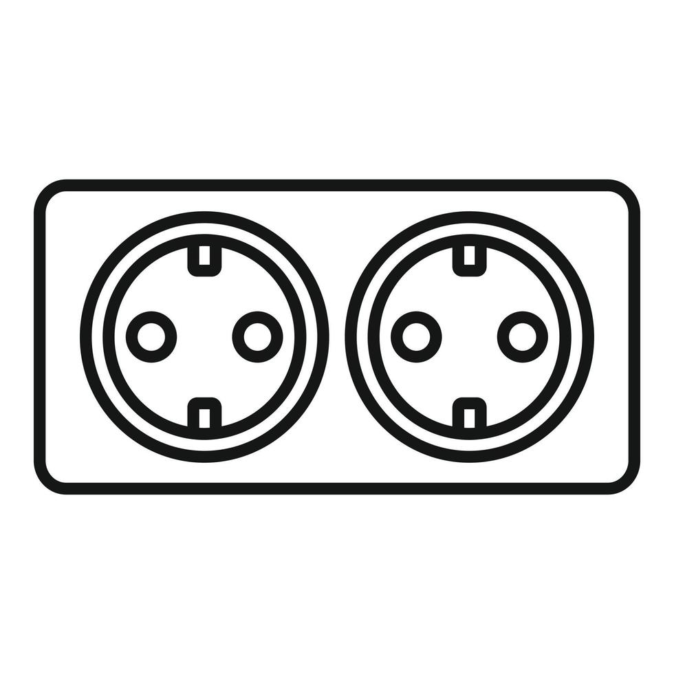 Double wall power socket icon, outline style vector