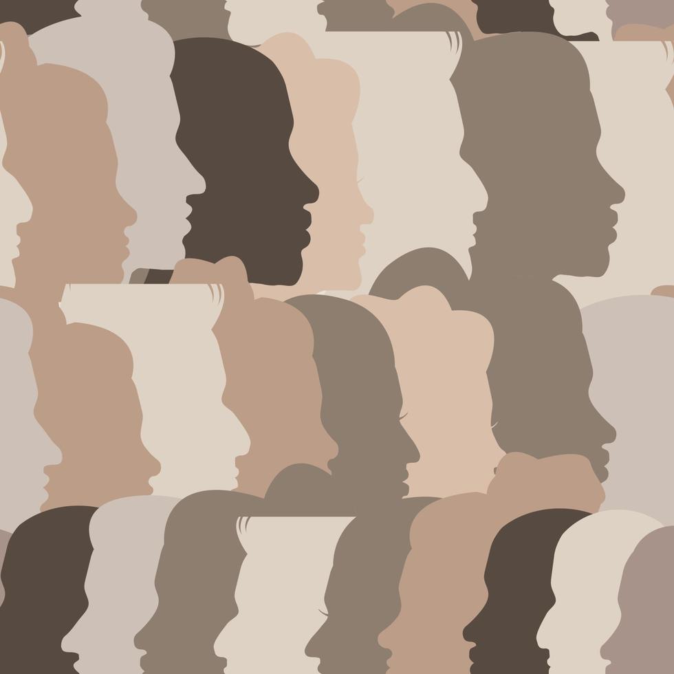 young women and men in profile on a white background. pattern vector silhouette of the head.
