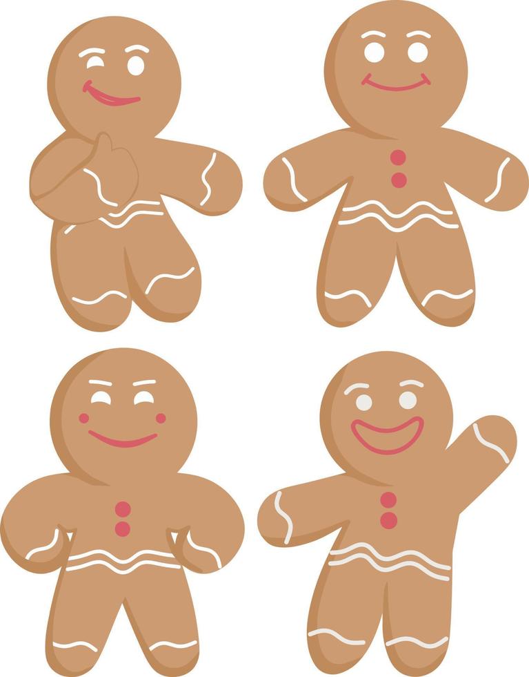 adorable gingerbread available with four expressions in eps format vector