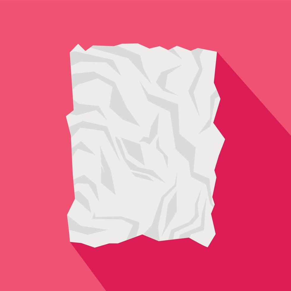 Crumpled paper icon, flat style vector