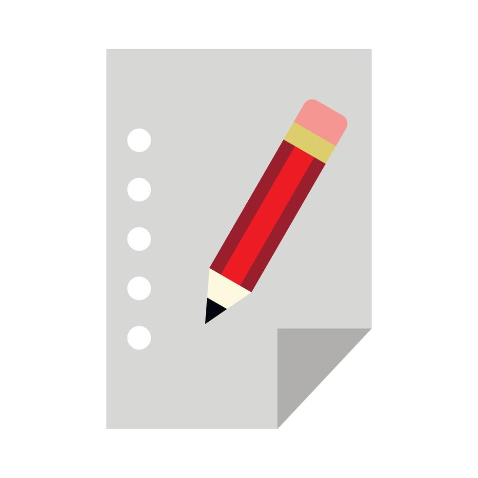 Blank sheet of paper and a pencil icon, flat style vector