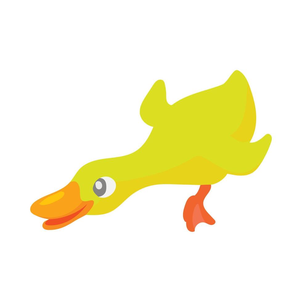 icono de pato amarillo, estilo de dibujos animados vector