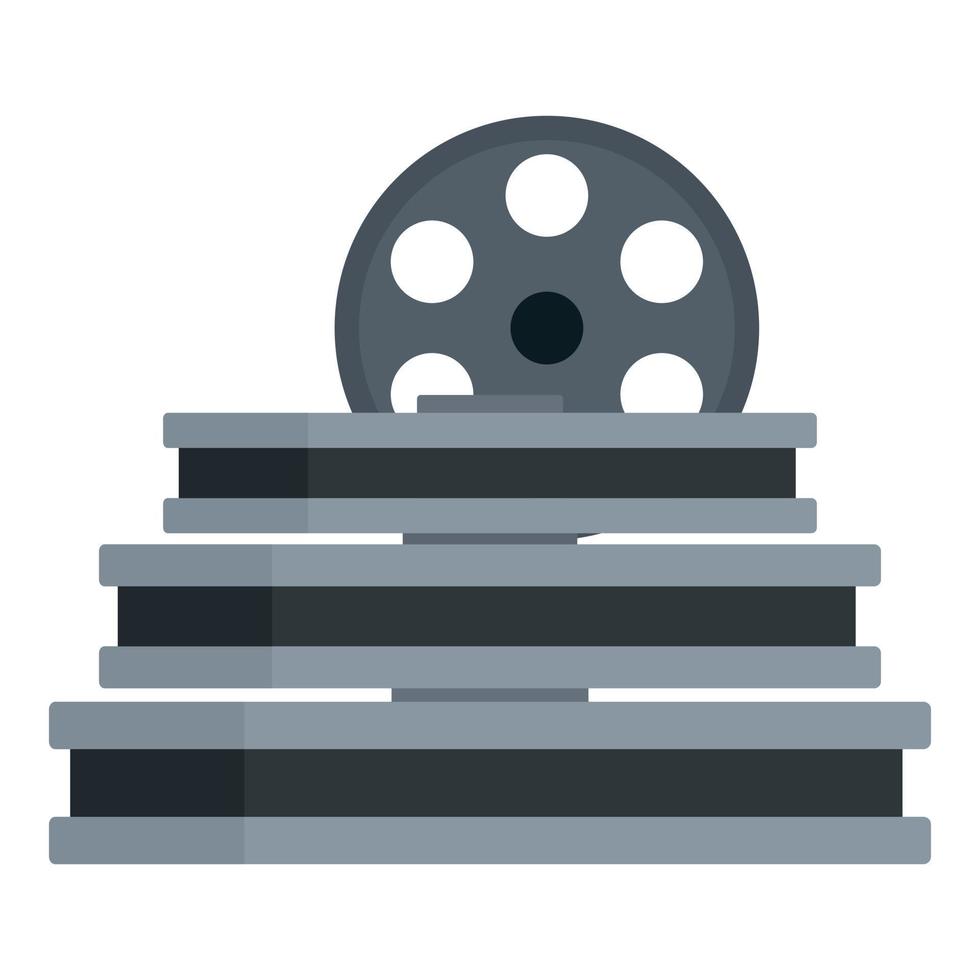 Film reel stack icon, flat style vector