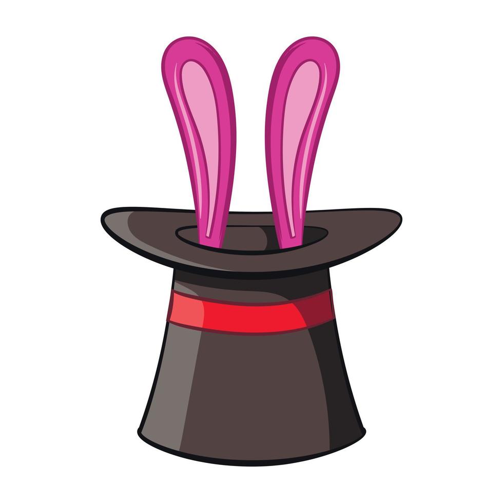 Hat with rabbit icon, cartoon style vector