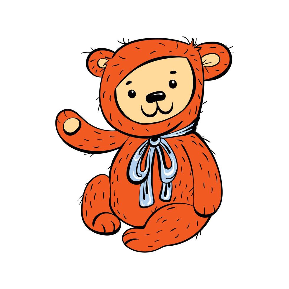 Bear toy icon, cartoon style vector