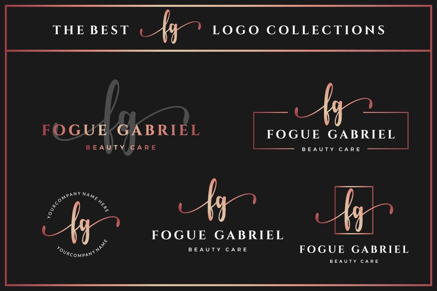 logotipo de monograma de letra inicial de lujo fg f para belleza, moda, colección de plantillas de diseño boutique vector