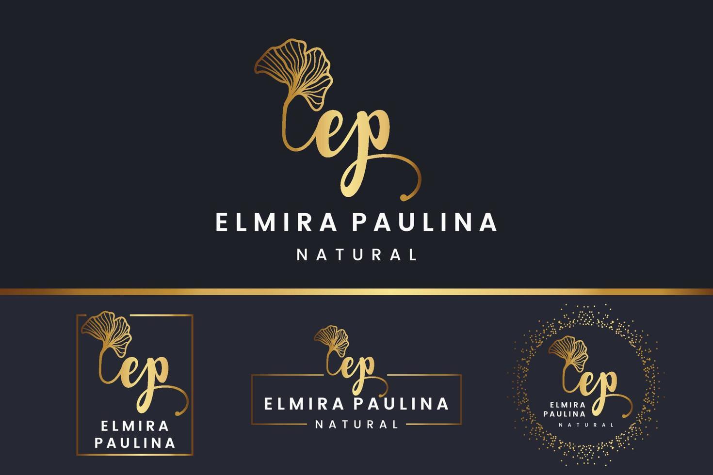 Initial letter EP E logo flower, leaf and beauty. Floral and botanical design template collection vector