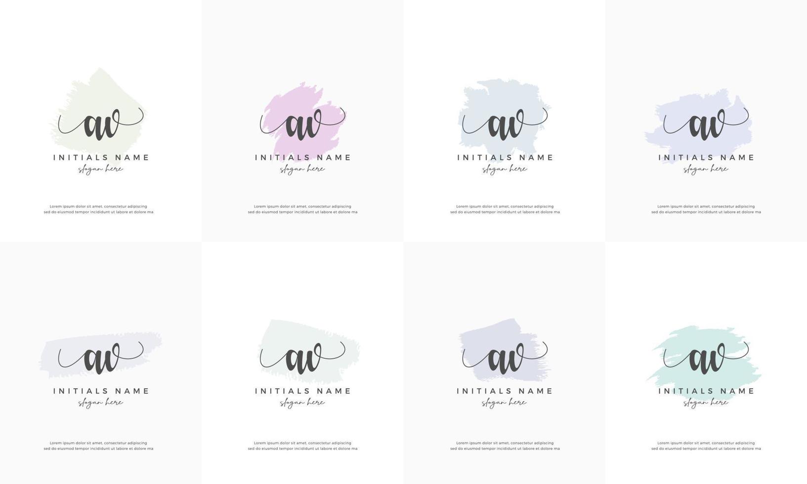 feminine set letter AV A V Initial handwriting logo design vector
