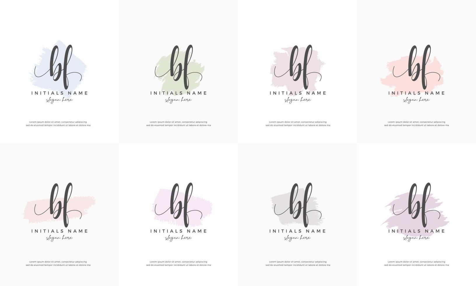 feminine set letter BF B F Initial handwriting logo design vector