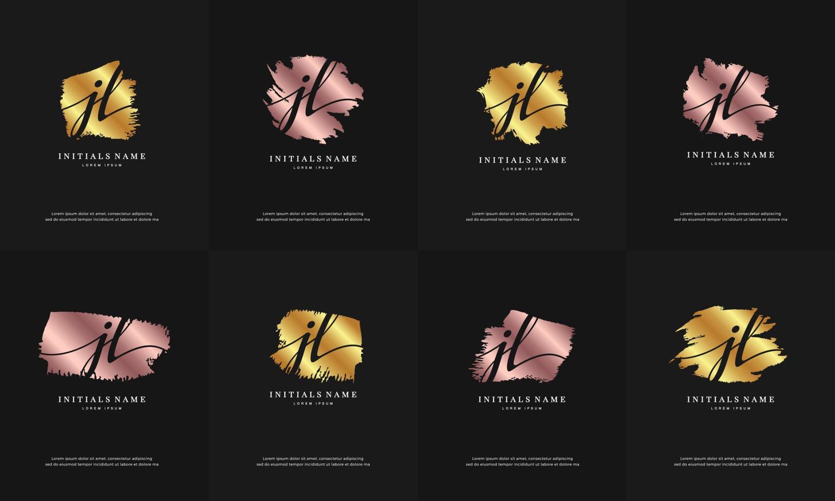 initial letter JL J L handwriting logo set design template with abstract brush vector