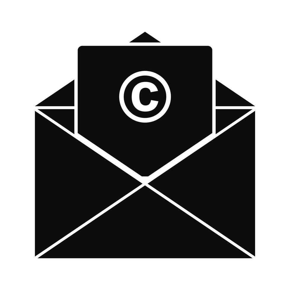 Trademark envelope icon, simple style vector