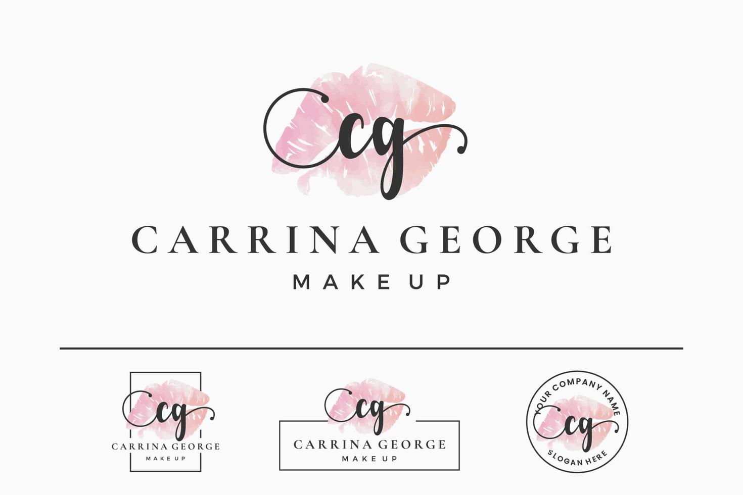 Initial letter CG C logo for lip, kiss, lipstick, makeup vector design collection