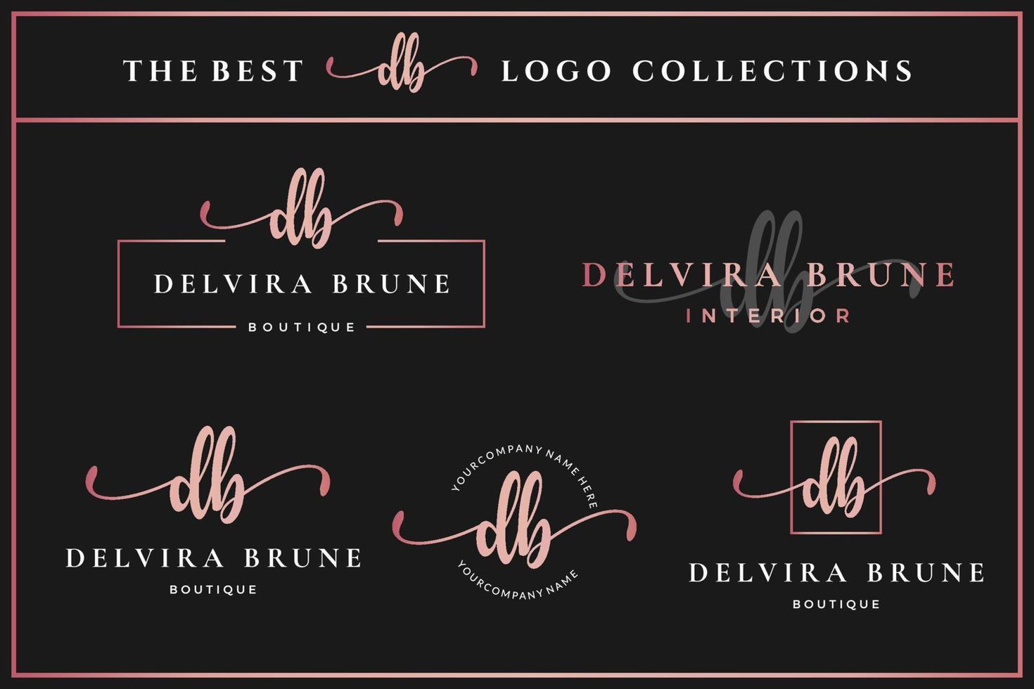 Luxury Initial letter DB D monogram logo for beauty, fashion, boutique design template collection vector