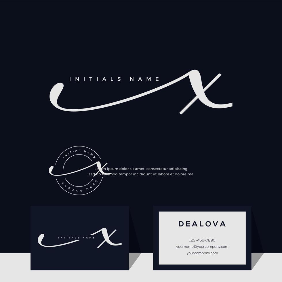 simple elegant initial handwriting letter X on gold color vector