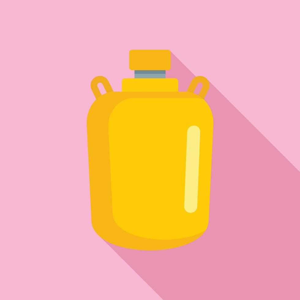 Gold water flask icon, flat style vector