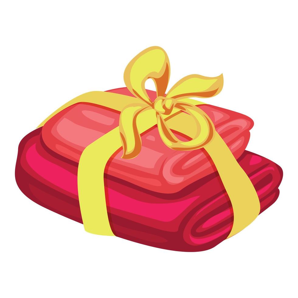 Gift towel stack icon, cartoon style vector