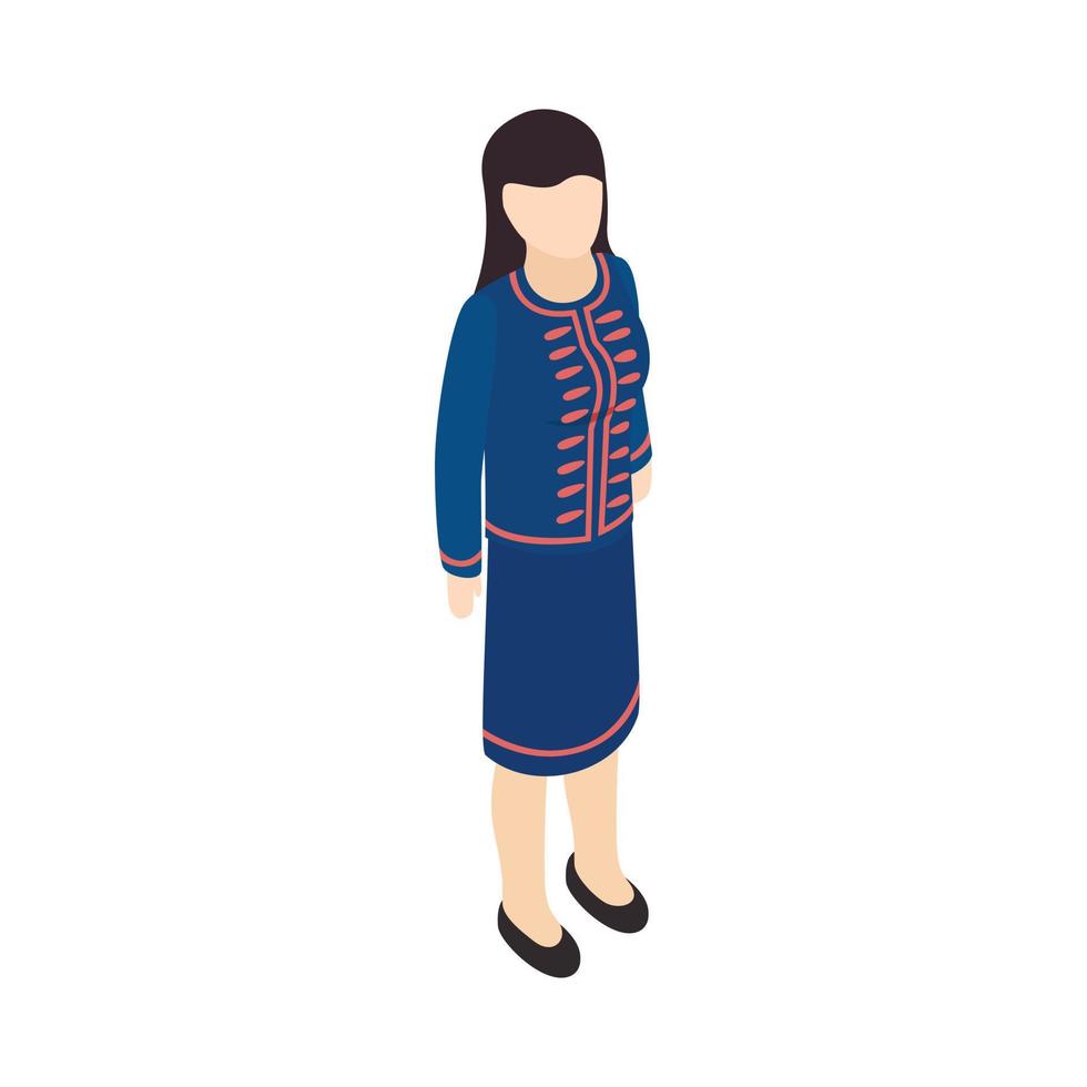 Female singaporean icon, isometric 3d style vector