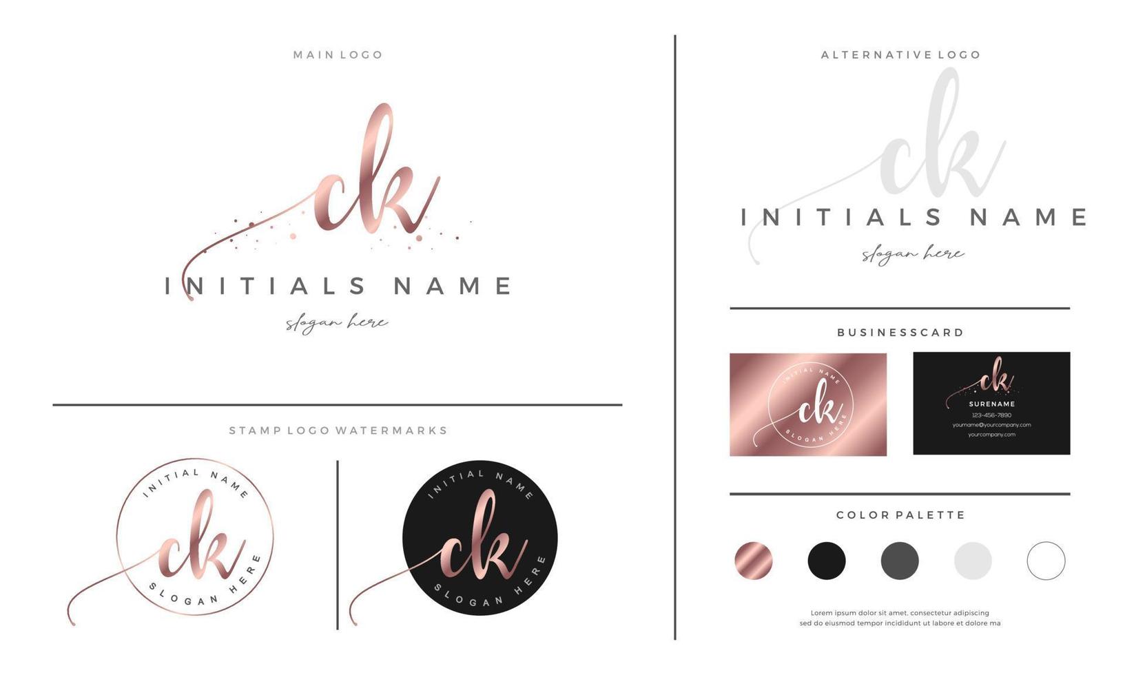 Initial CK letter C K handwriting beauty logo design vector