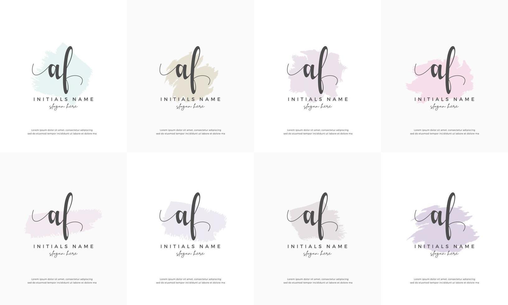 feminine set letter AF A F Initial handwriting logo design vector