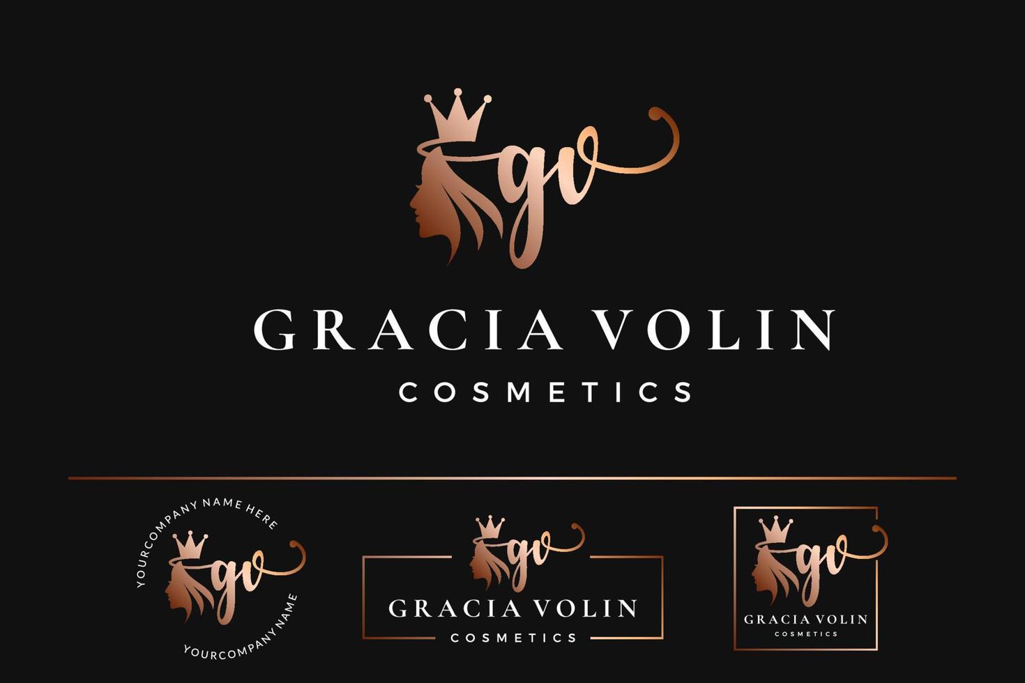 Initial letter GV G logo feminine for woman face and beauty, silhouette vector design collection