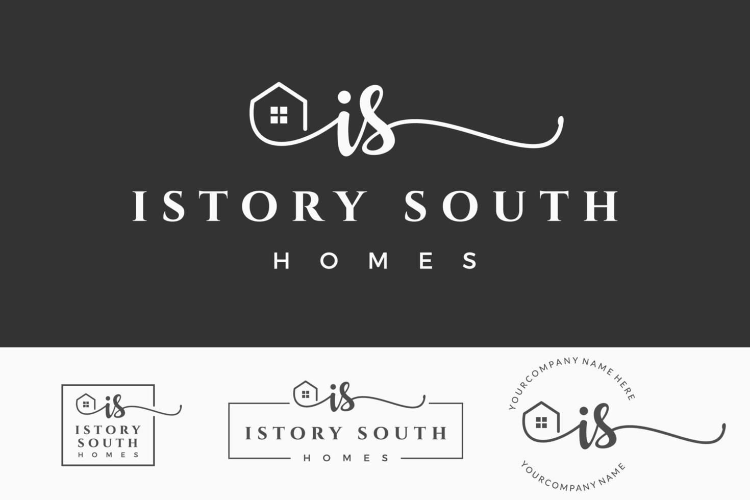 Initial letter IS I logo real estate. Home, house, realtor, property, building vector design collection