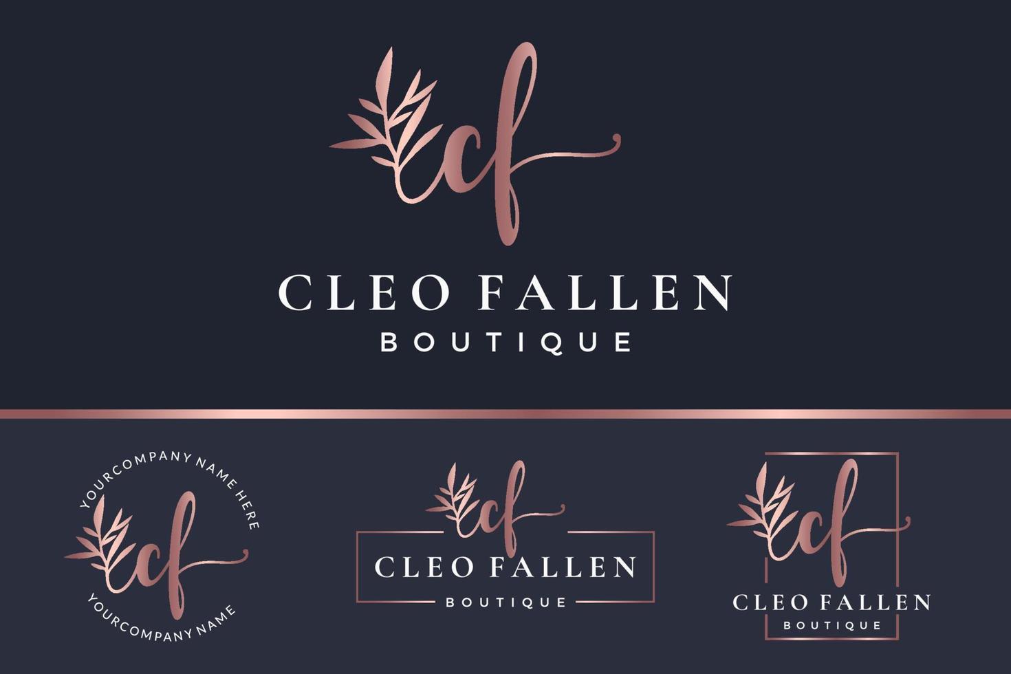 Initial letter CF C logo flower, leaf and beauty. Floral and botanical design template collection vector