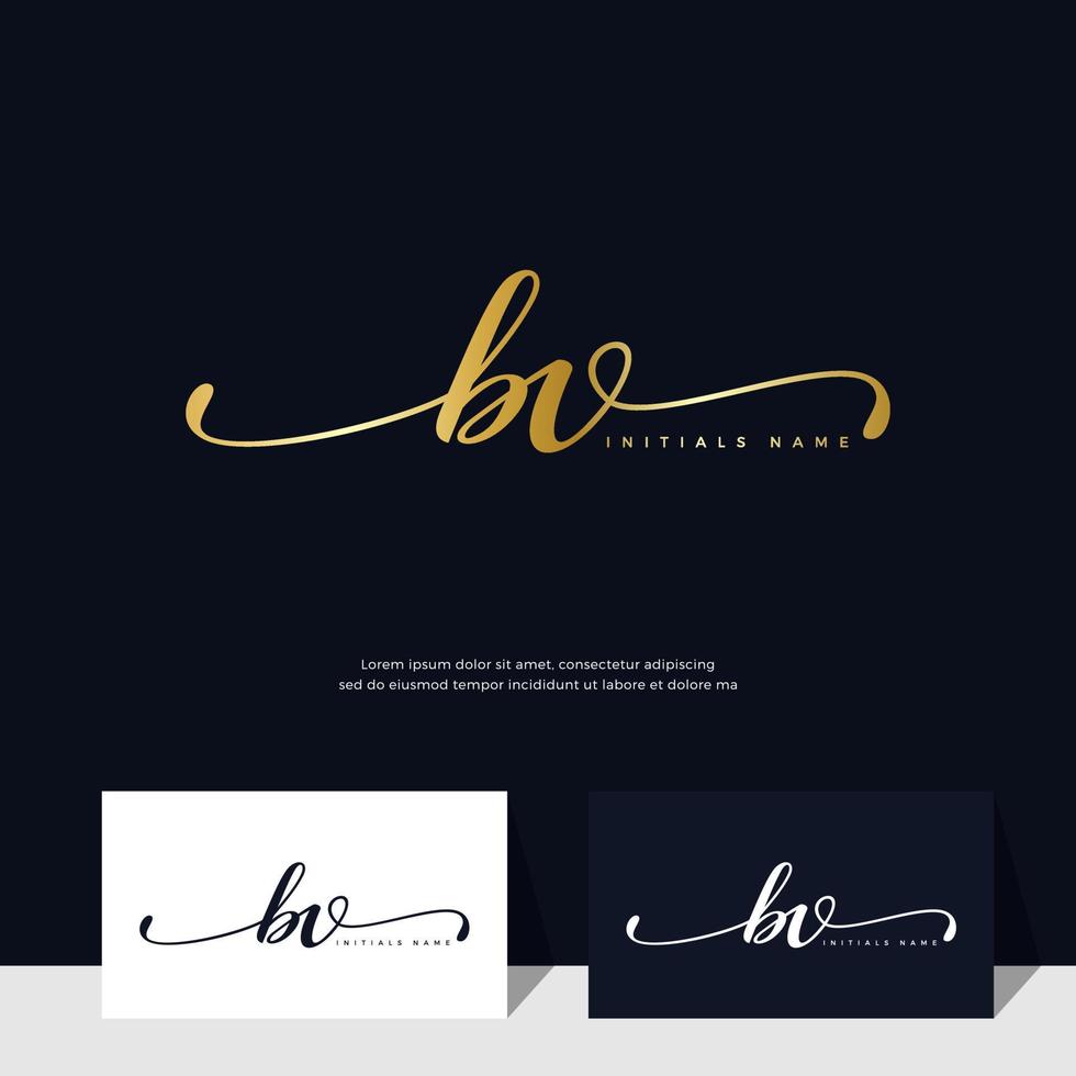 letra inicial de la letra bv bv diseño de logotipo femenino y de belleza en color dorado. vector