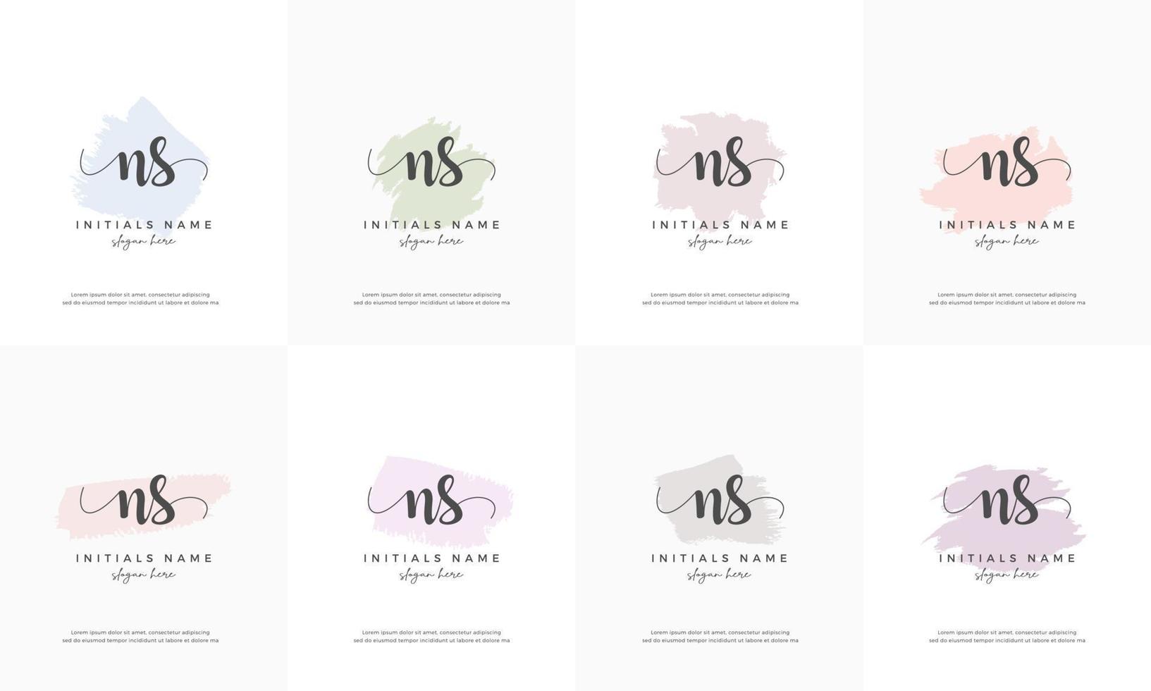 feminine set letter NS N S Initial handwriting logo design vector