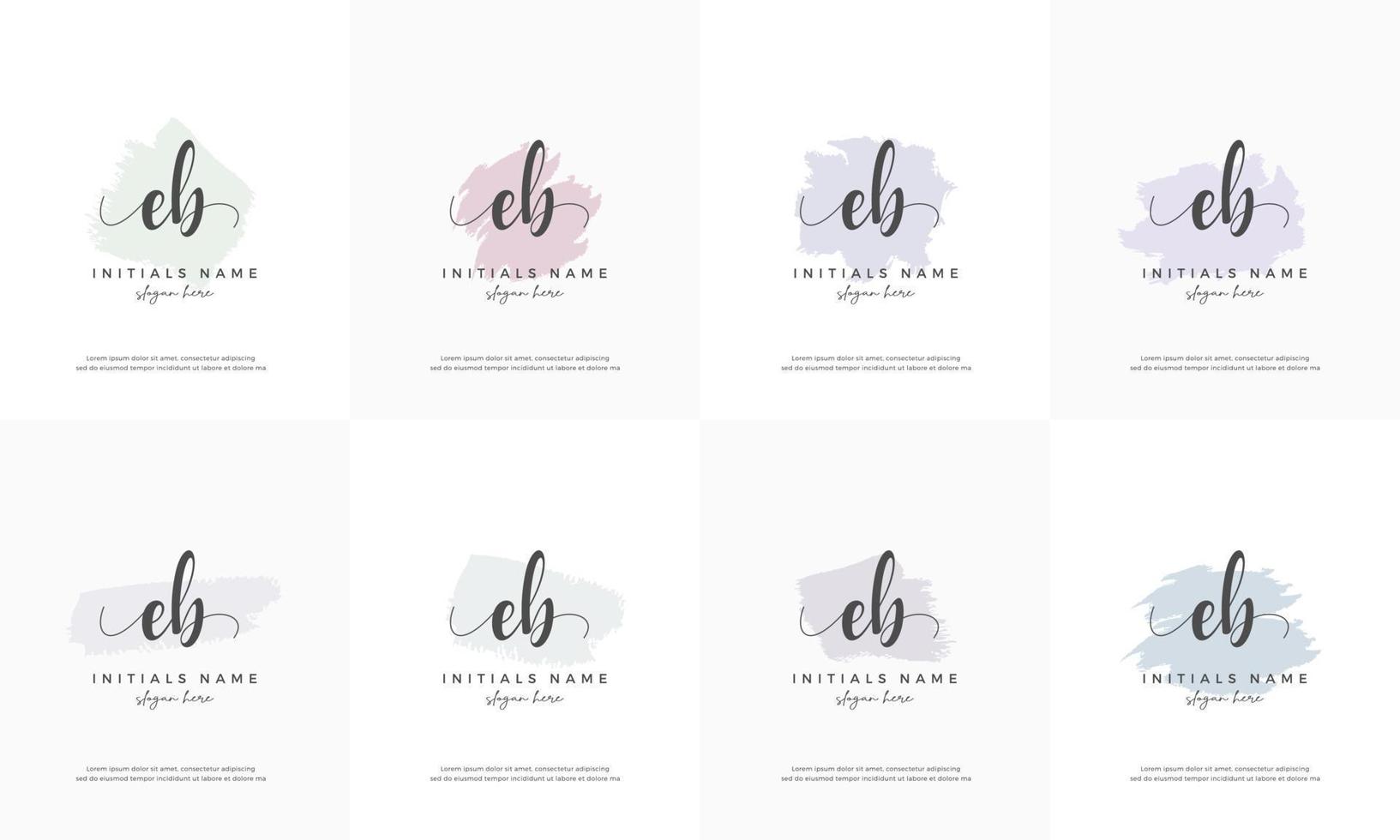 feminine set letter EB E B Initial handwriting logo design vector