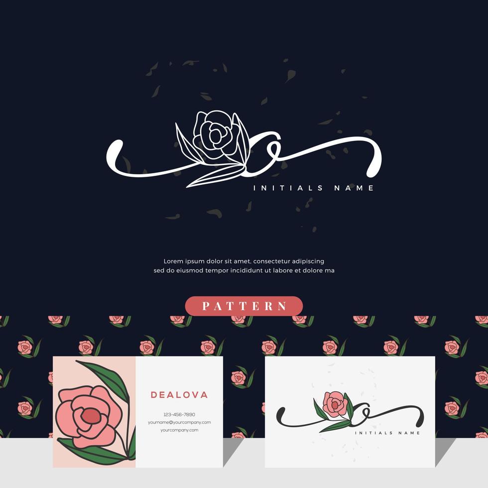 handwriting letter O logo design with rose vector