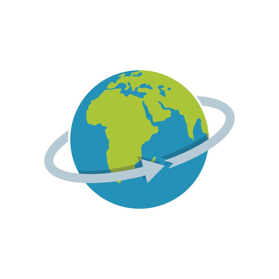 Flight around world icon, flat style. vector