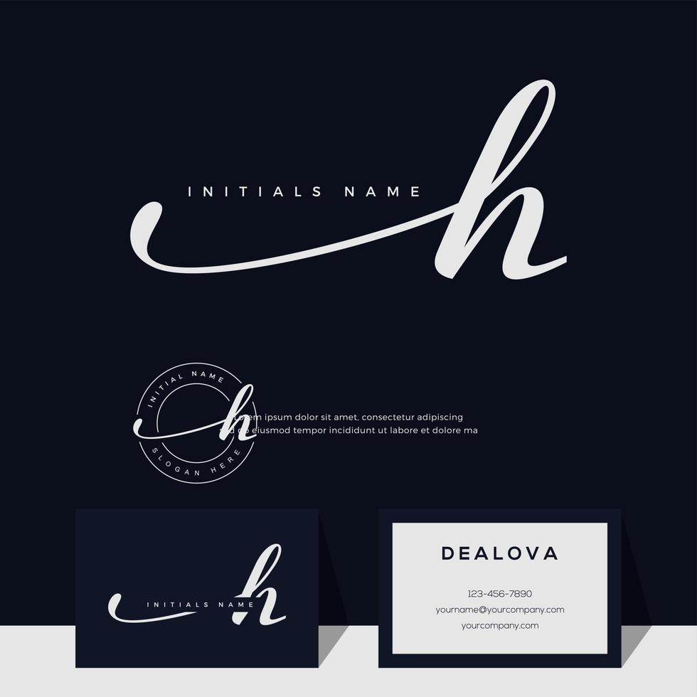 simple elegant initial handwriting letter H on gold color vector