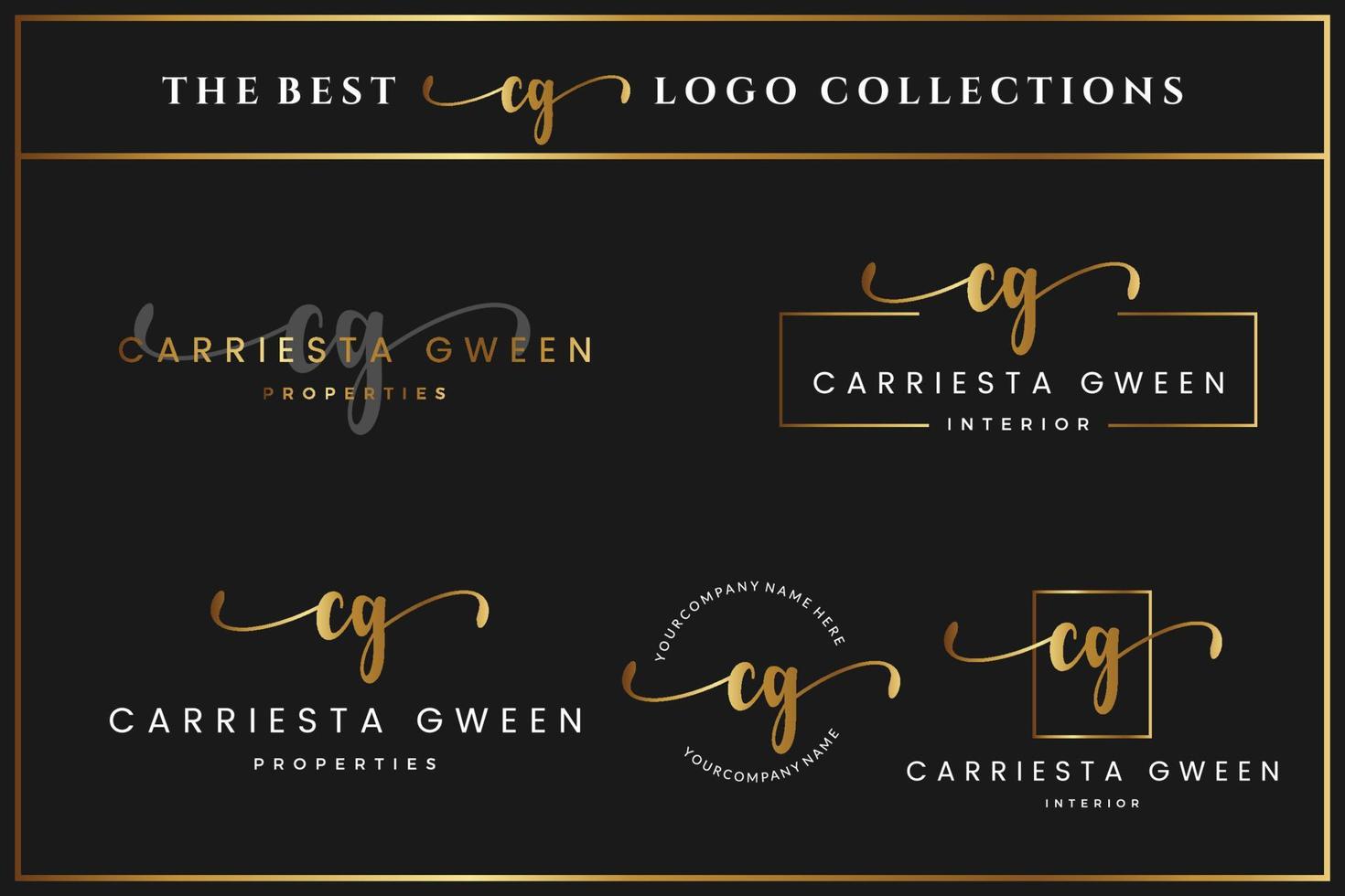 logotipo de monograma de letra inicial de lujo cg c para belleza, moda, colección de plantillas de diseño boutique vector