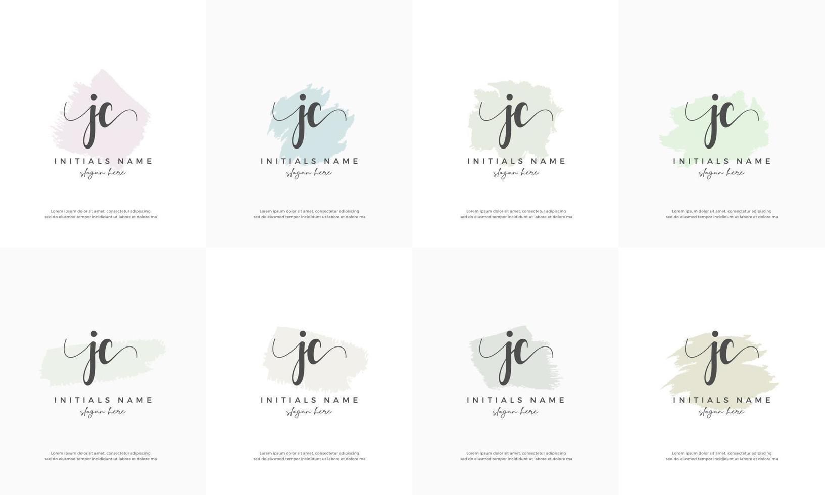 feminine set letter JC J C Initial handwriting logo design vector