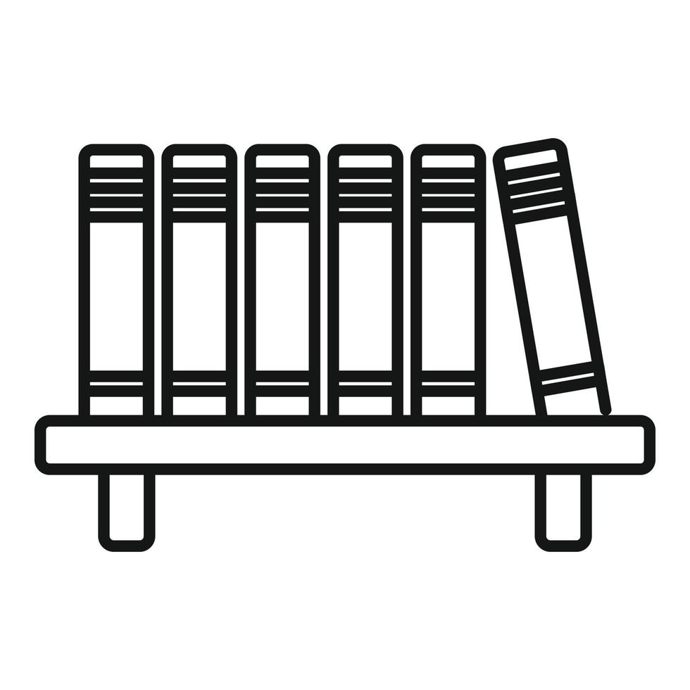 Library book shelf icon, outline style vector