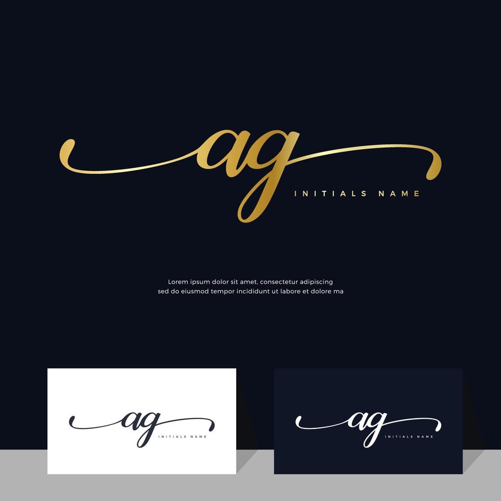 letra inicial de la letra ag ag diseño de logotipo femenino y de belleza en color dorado. vector