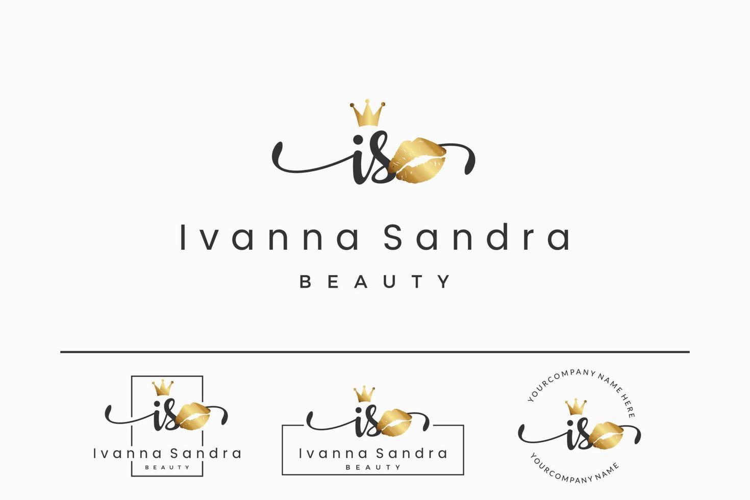 Initial letter IS I logo for lip, kiss, lipstick, makeup vector design collection
