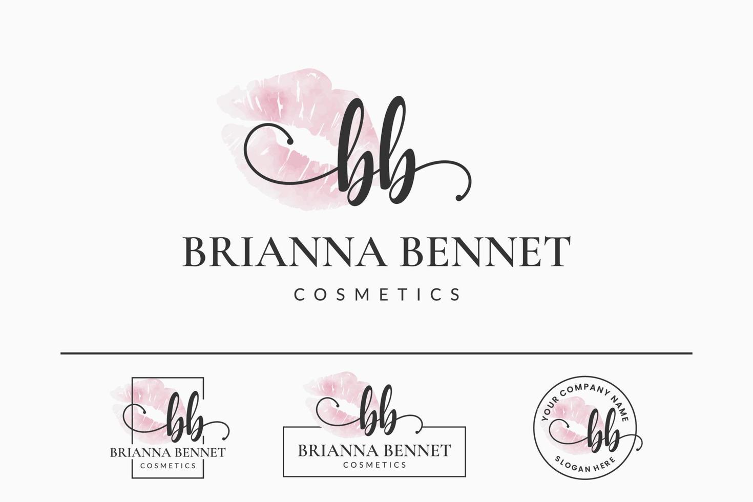 letra inicial bb b logo para labios, besos, pintalabios, colección de diseño de vectores de maquillaje