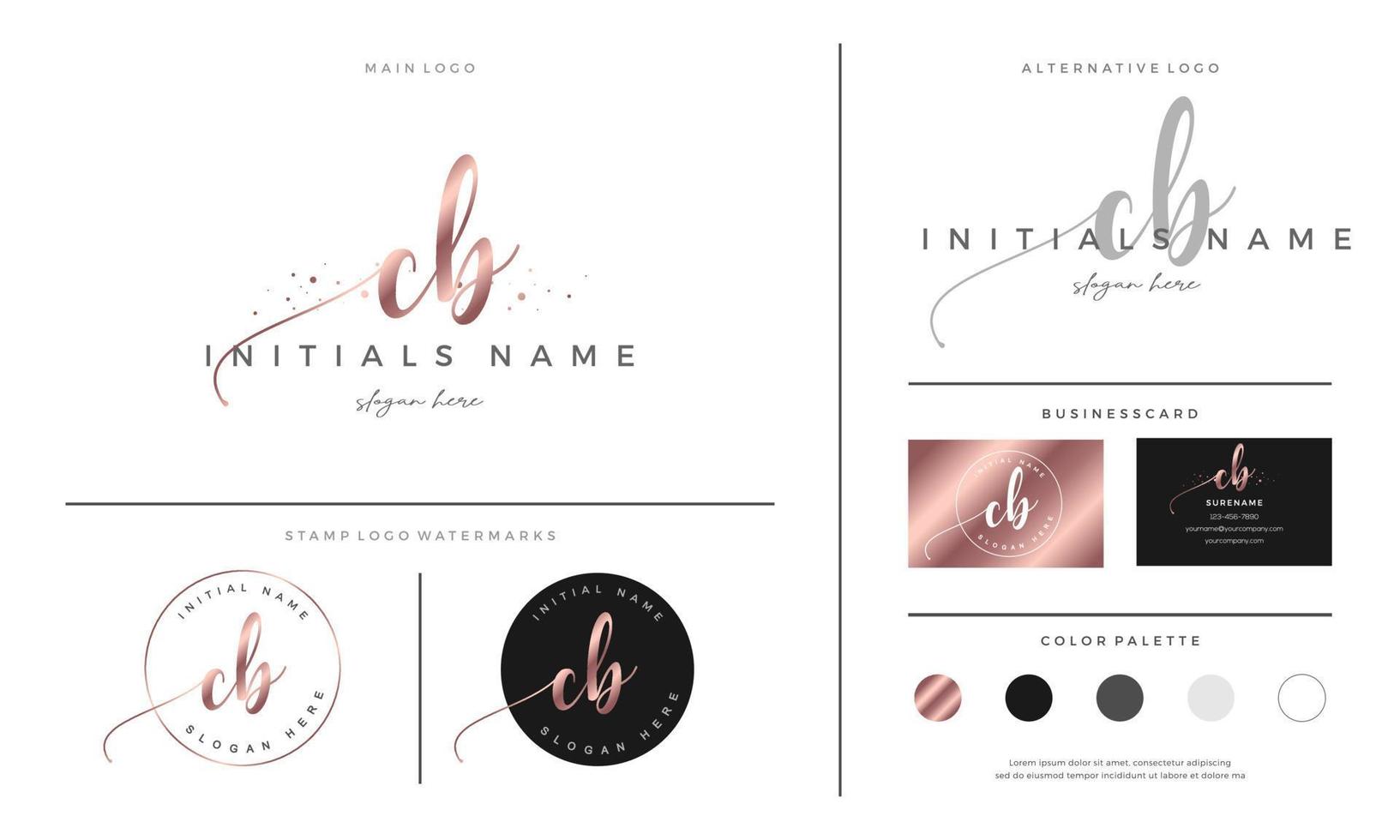 Initial CB letter C B handwriting beauty logo design vector