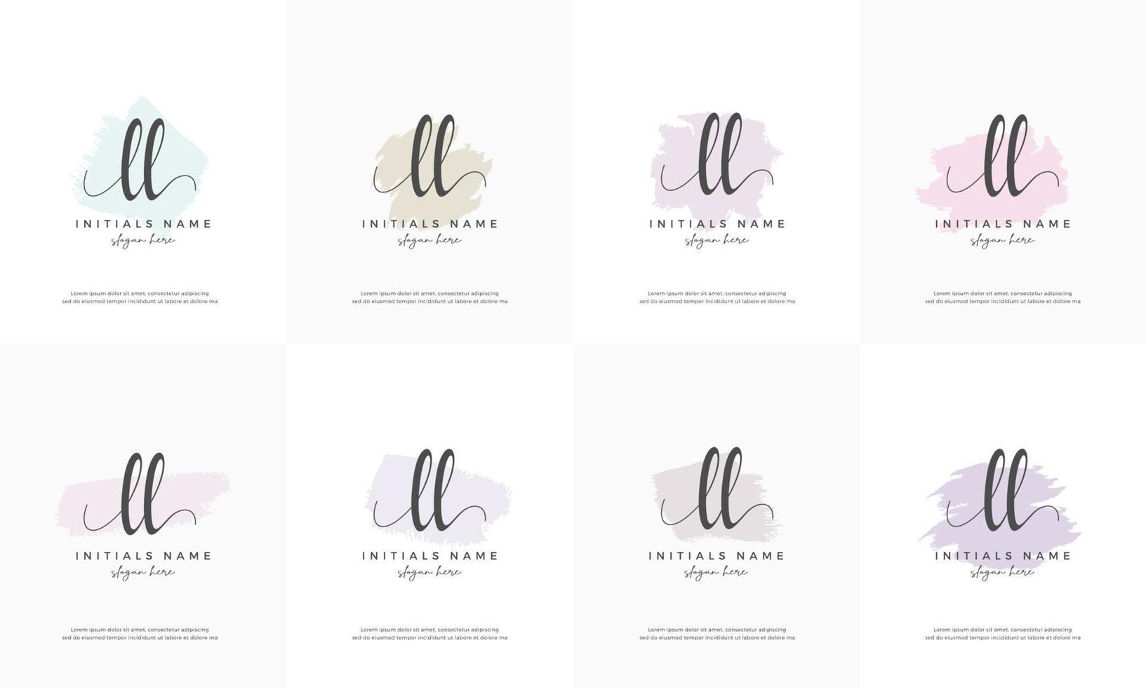 feminine set letter LL L Initial handwriting logo design vector