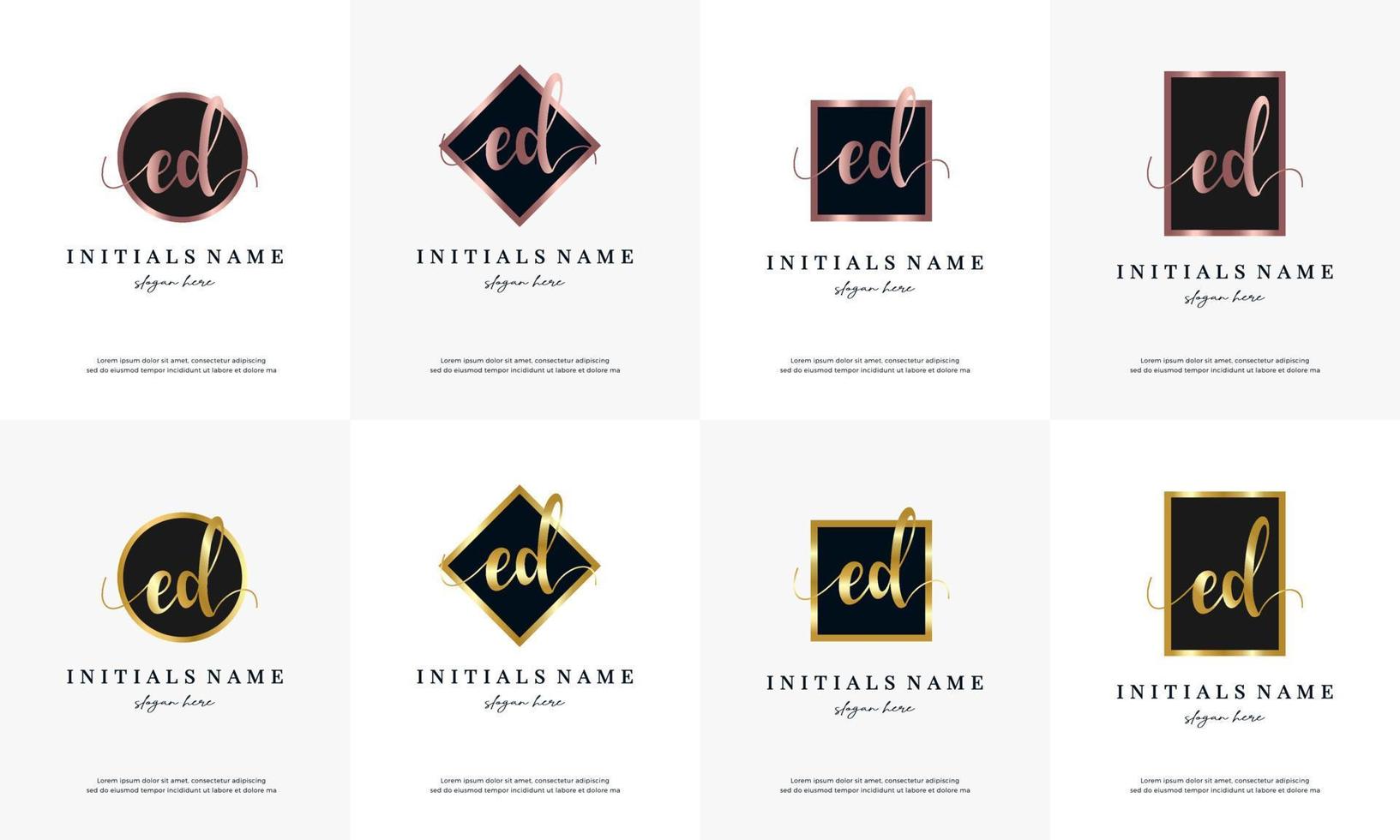 initial letter ED E D handwriting logo set design template vector