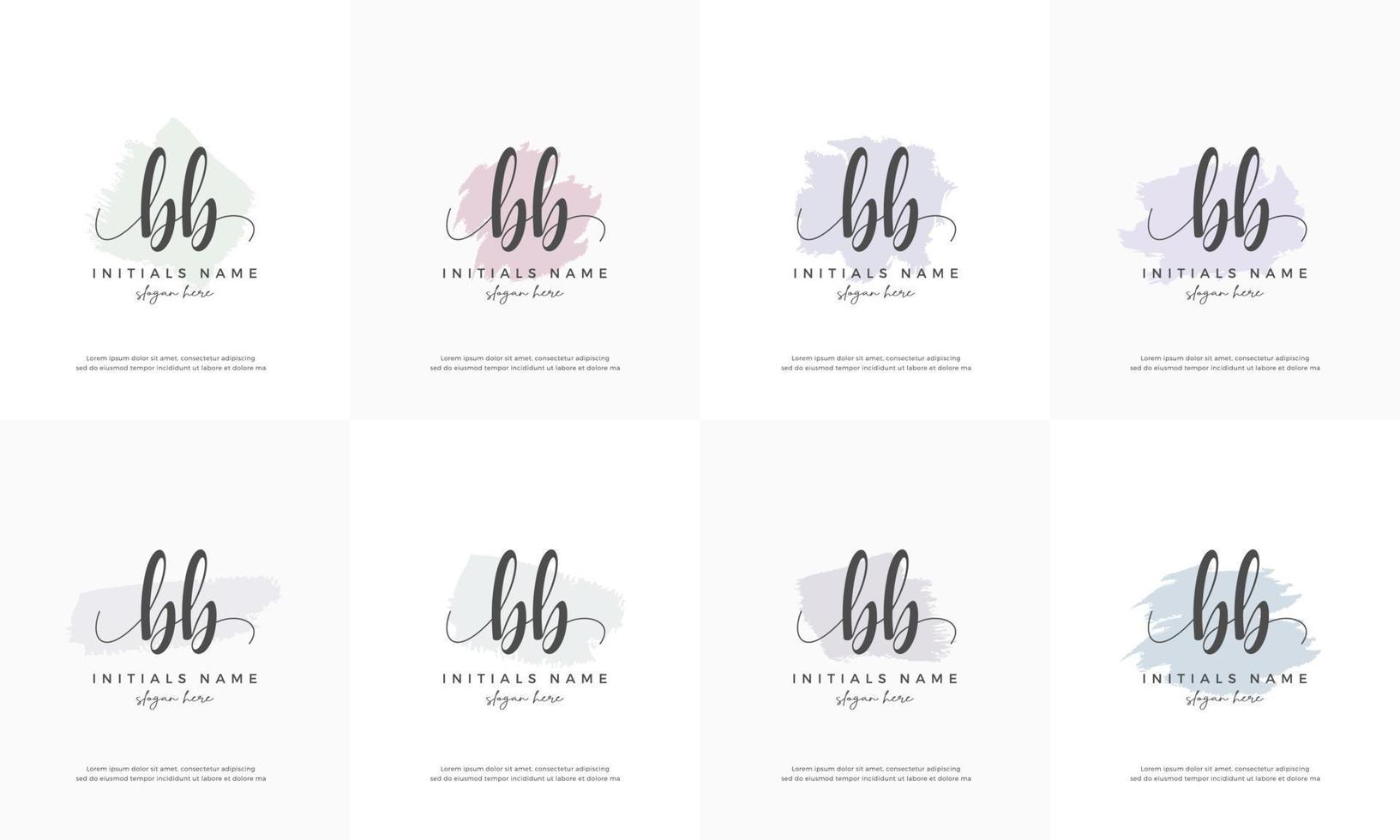 feminine set letter BB B Initial handwriting logo design vector