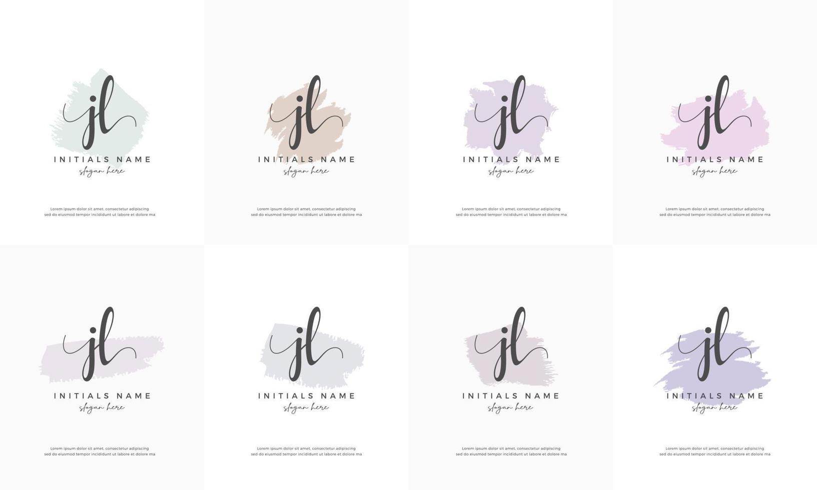feminine set letter JL J L Initial handwriting logo design vector