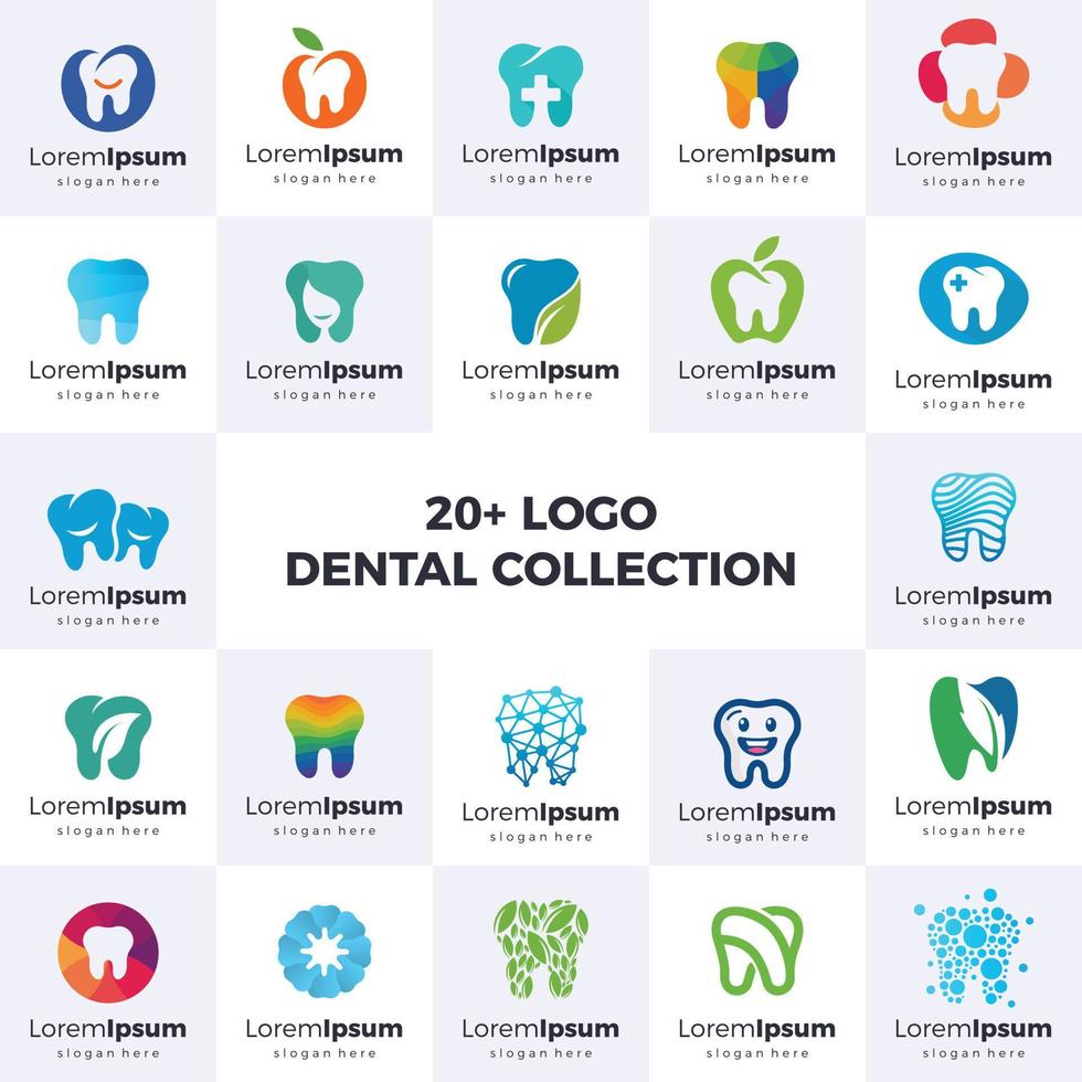 Set dental Logo Design Vector Collection. Bundle logos dentist logo collection and tooth icons