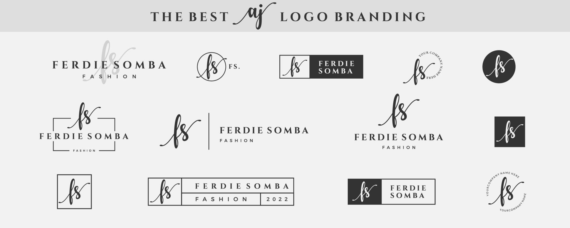 Initial simple letter FS F logo monogram on black for beauty, fashion, photography design collection vector