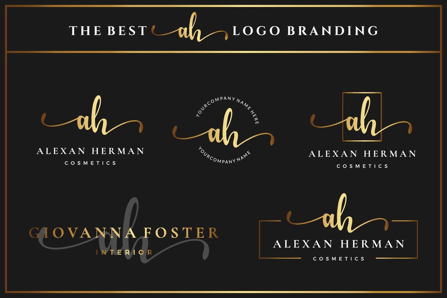 Luxury Initial letter AH A monogram logo for beauty, fashion, boutique design template collection vector