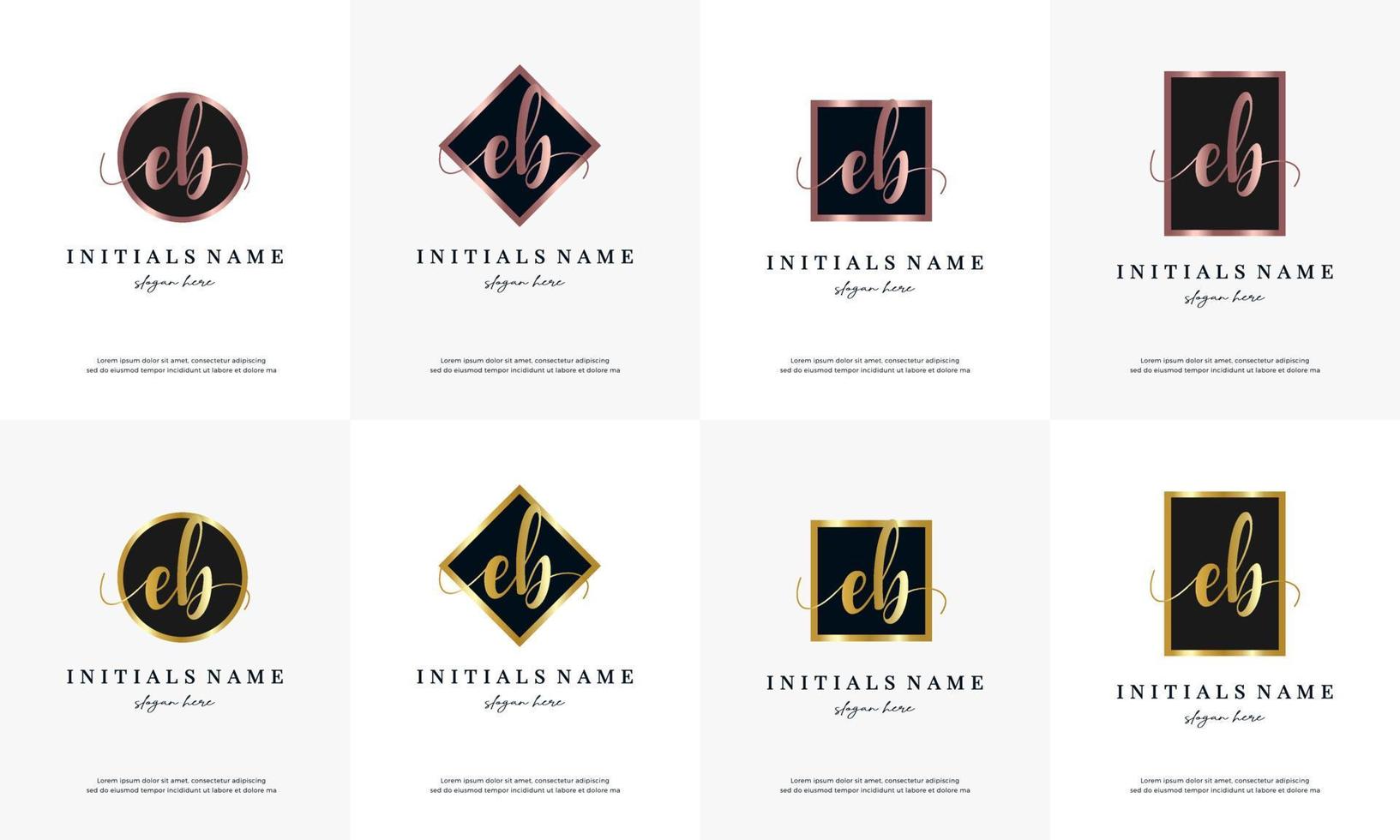 initial letter EB E B handwriting logo set design template vector