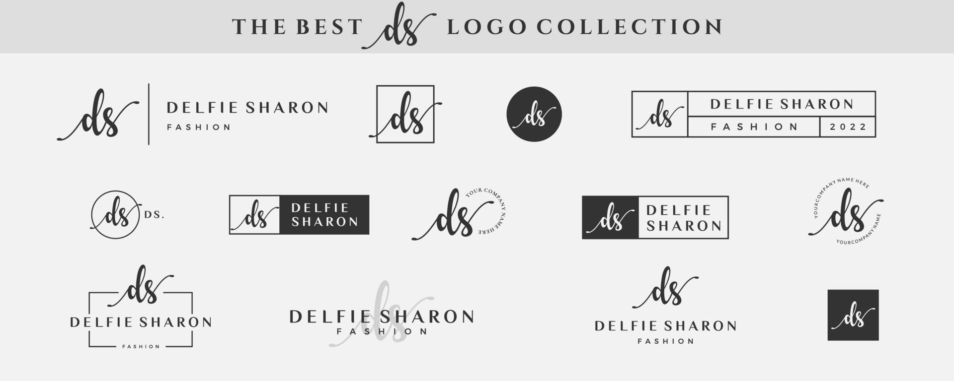 Initial simple letter DS D logo monogram on black for beauty, fashion, photography design collection vector