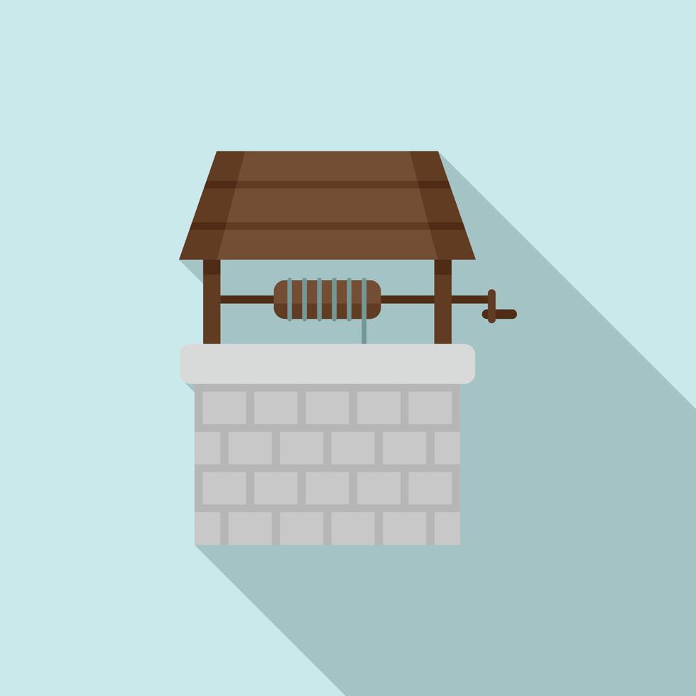 Stone water well icon, flat style vector