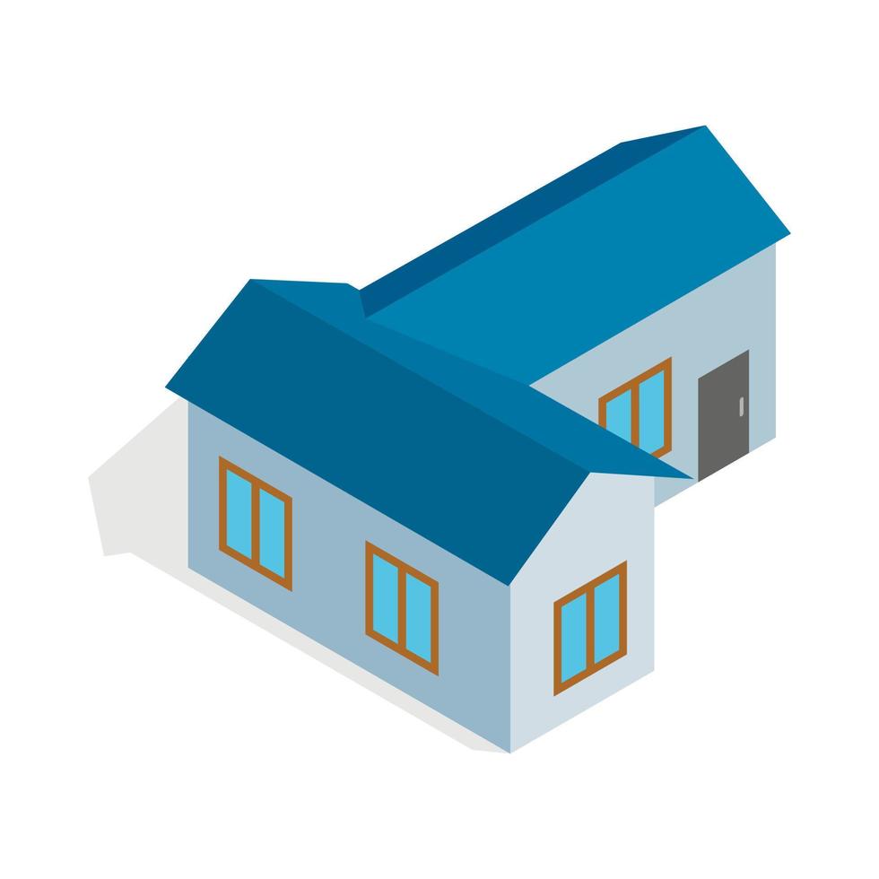 Blue house icon, isometric 3d style vector